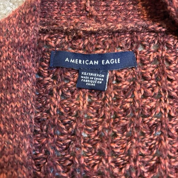 American Eagle Cozy Waffle-Knit Cardigan Sweater Rust Color Women's Size XS #236 - Picture 6 of 7